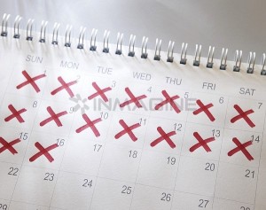 Calendar with dates crossed out